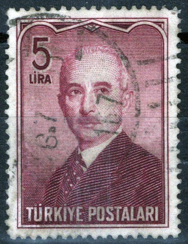 Turkey 977 Used 5 I deep plum Pres. Ismet Inonu ZAYIX 081422S51