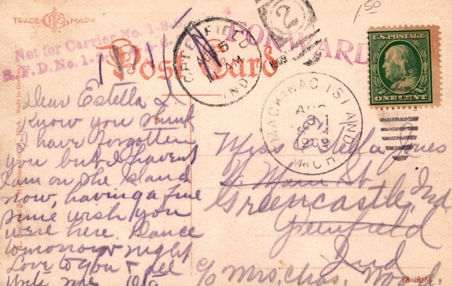 Steamer SS Northland Arriving Mackinac Is. Auxiliary Marks Postal History ZAYIX