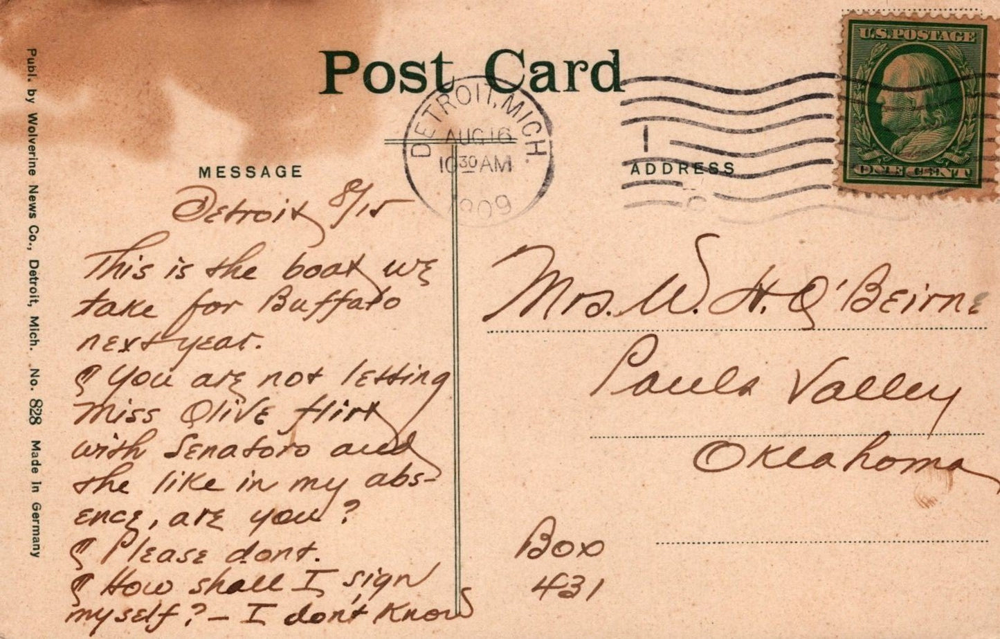 Great Lakes Passenger Steamer SS Northwest c1908 Wolverine News Postcard ZAYIX