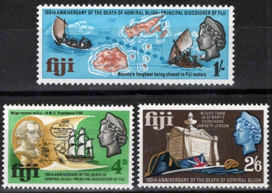 Fiji 233-235 MNH Ships Admiral Bligh Historical Figure Military ZAYIX 051023SM10