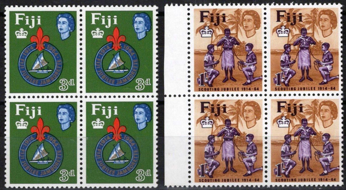 Fiji 206-208 MNH Block Boy Scouts Badge Scouts India ZAYIX 051023SM08