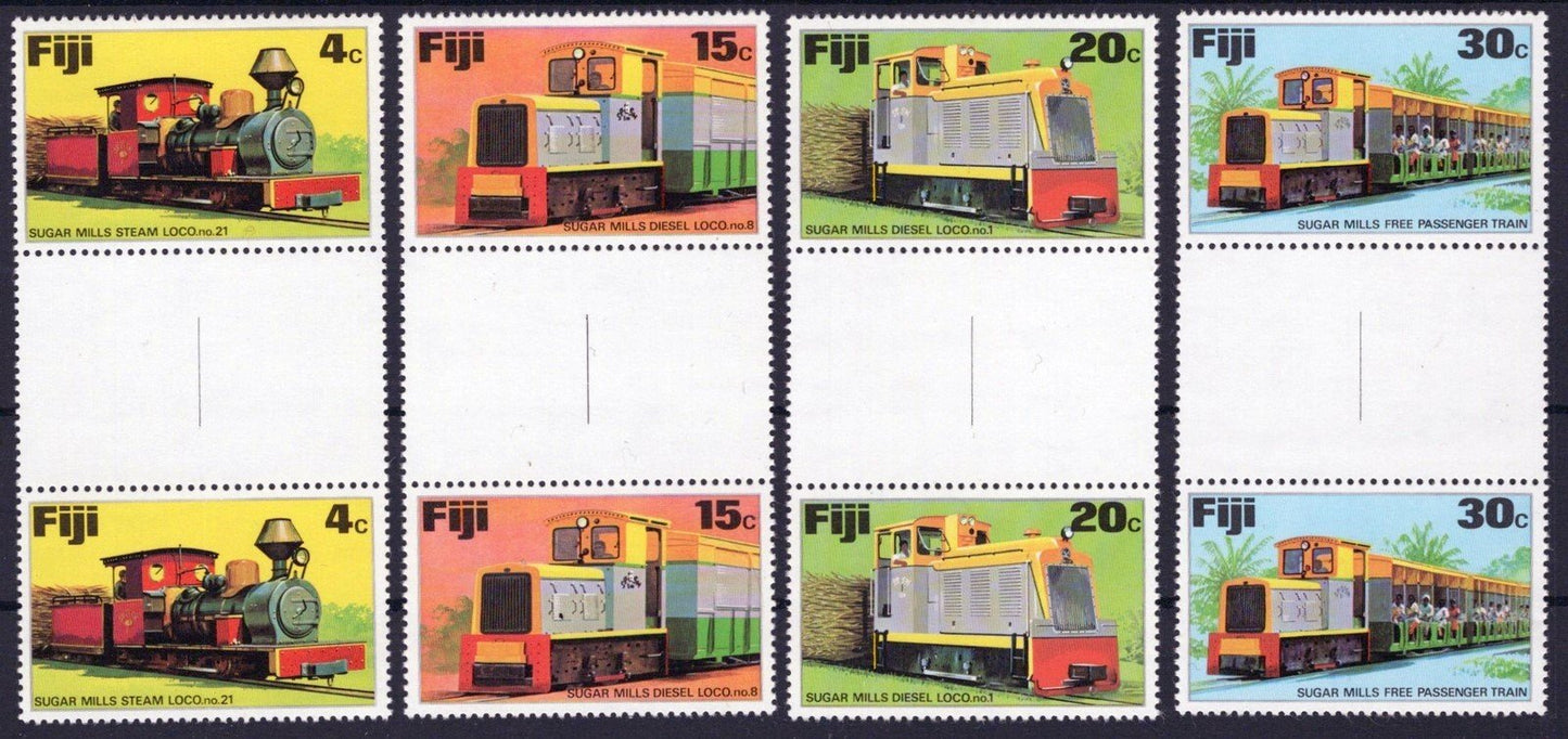Fiji 361-364 MNH Gutter Pairs Sugar Mill Trains Locomotives ZAYIX 051023SM17M