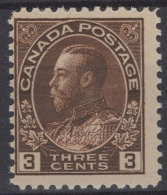 Canada 108 MNH 3c brown Royalty King George V Admiral CV$80 ZAYIX 121022S151