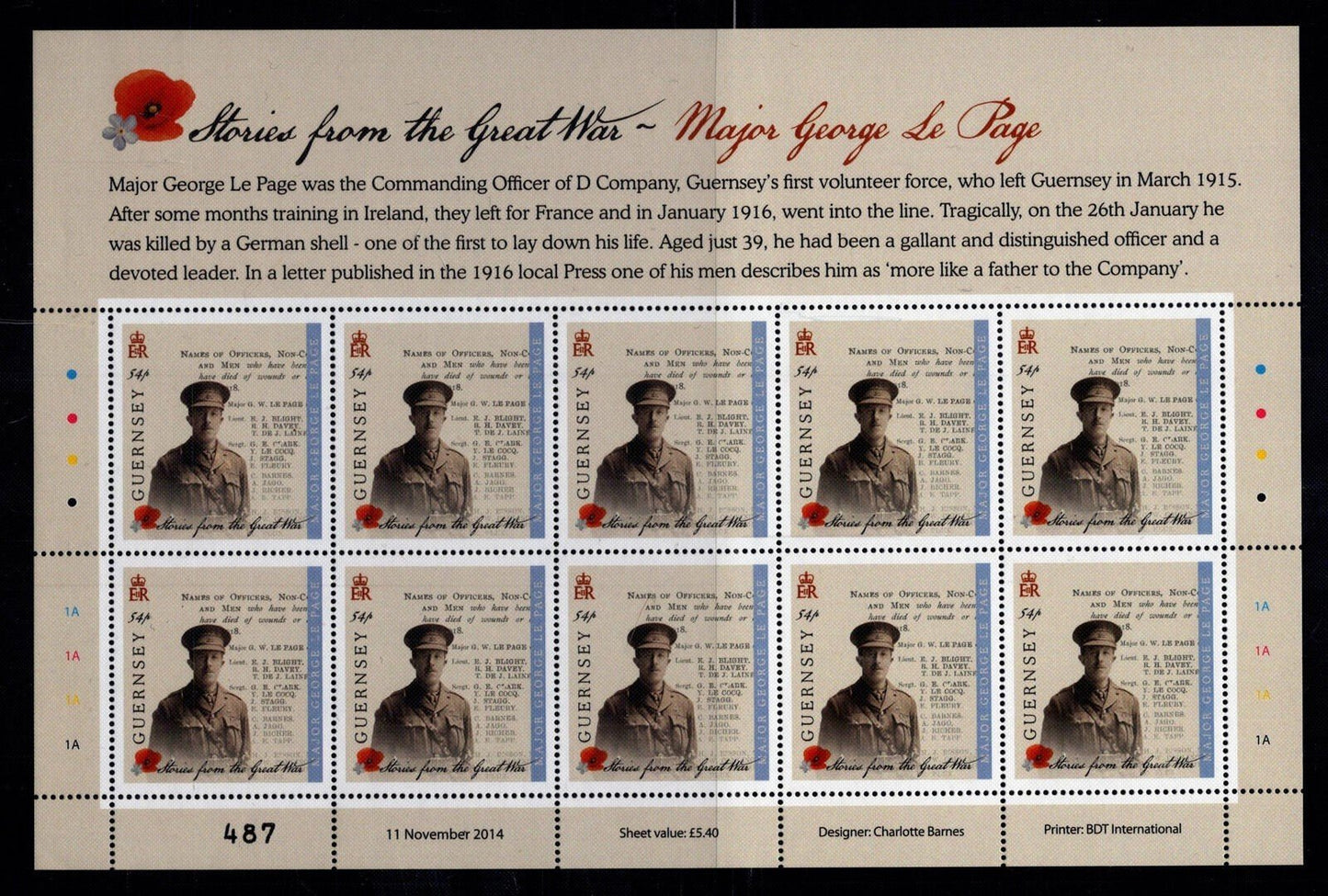 Guernsey 1275-1280 MNH WWI Military War Historical Figures ZAYIX 1223L0016