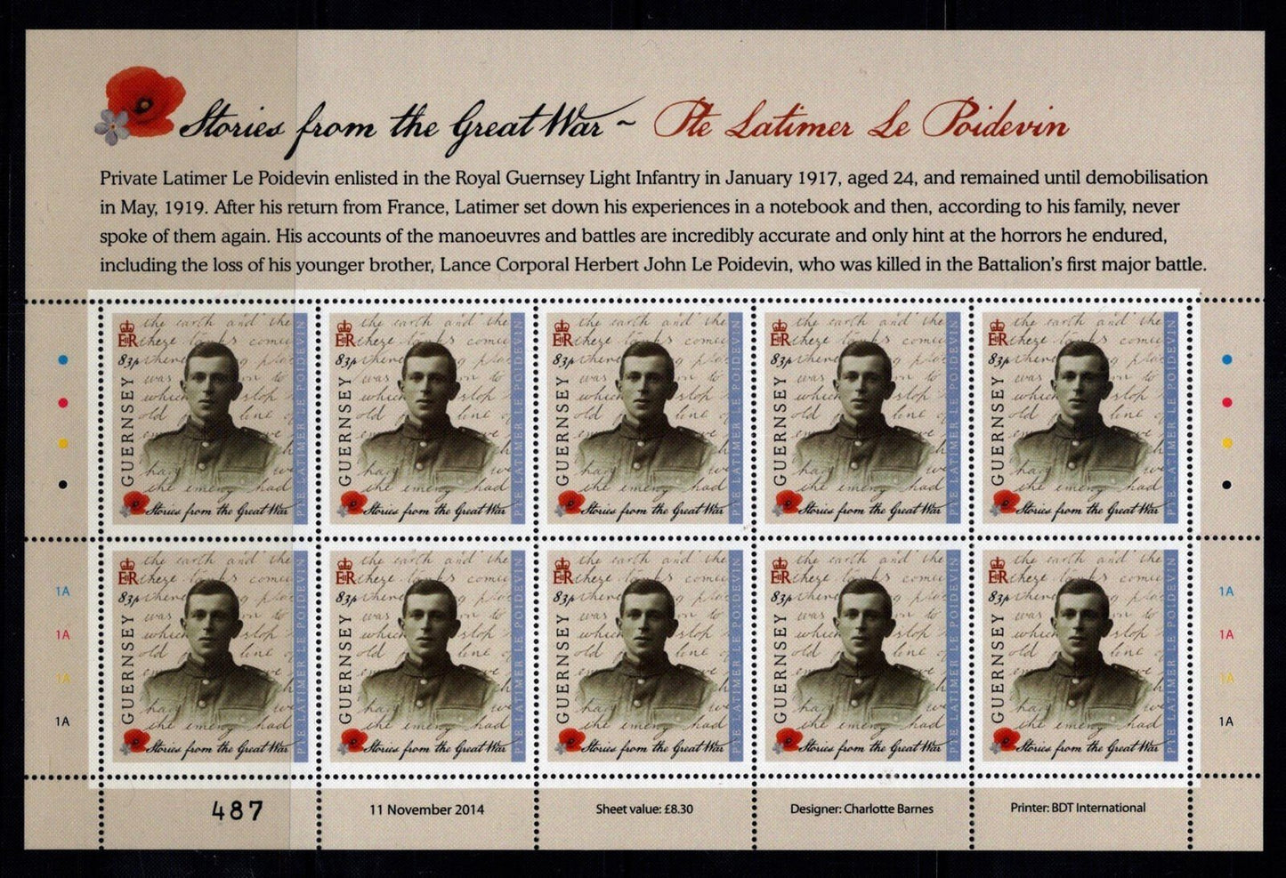Guernsey 1275-1280 MNH WWI Military War Historical Figures ZAYIX 1223L0016