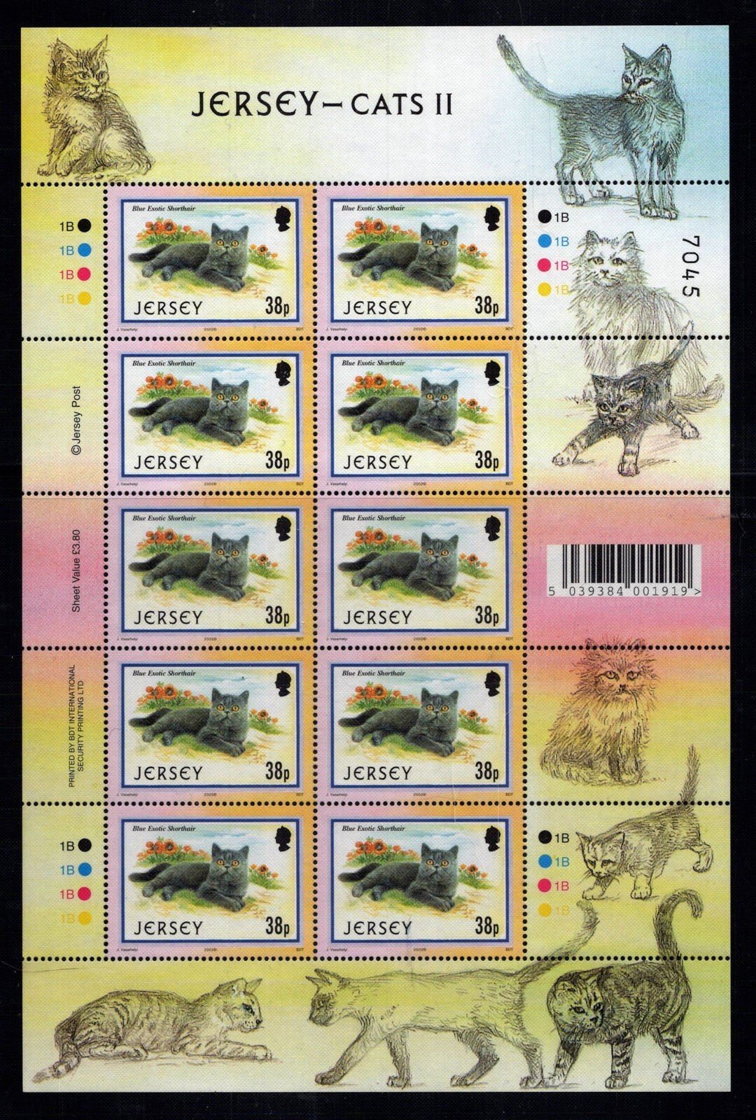 Jersey 1049-1054 MNH Domestic Cats Pets Animals ZAYIX 1223L0020M