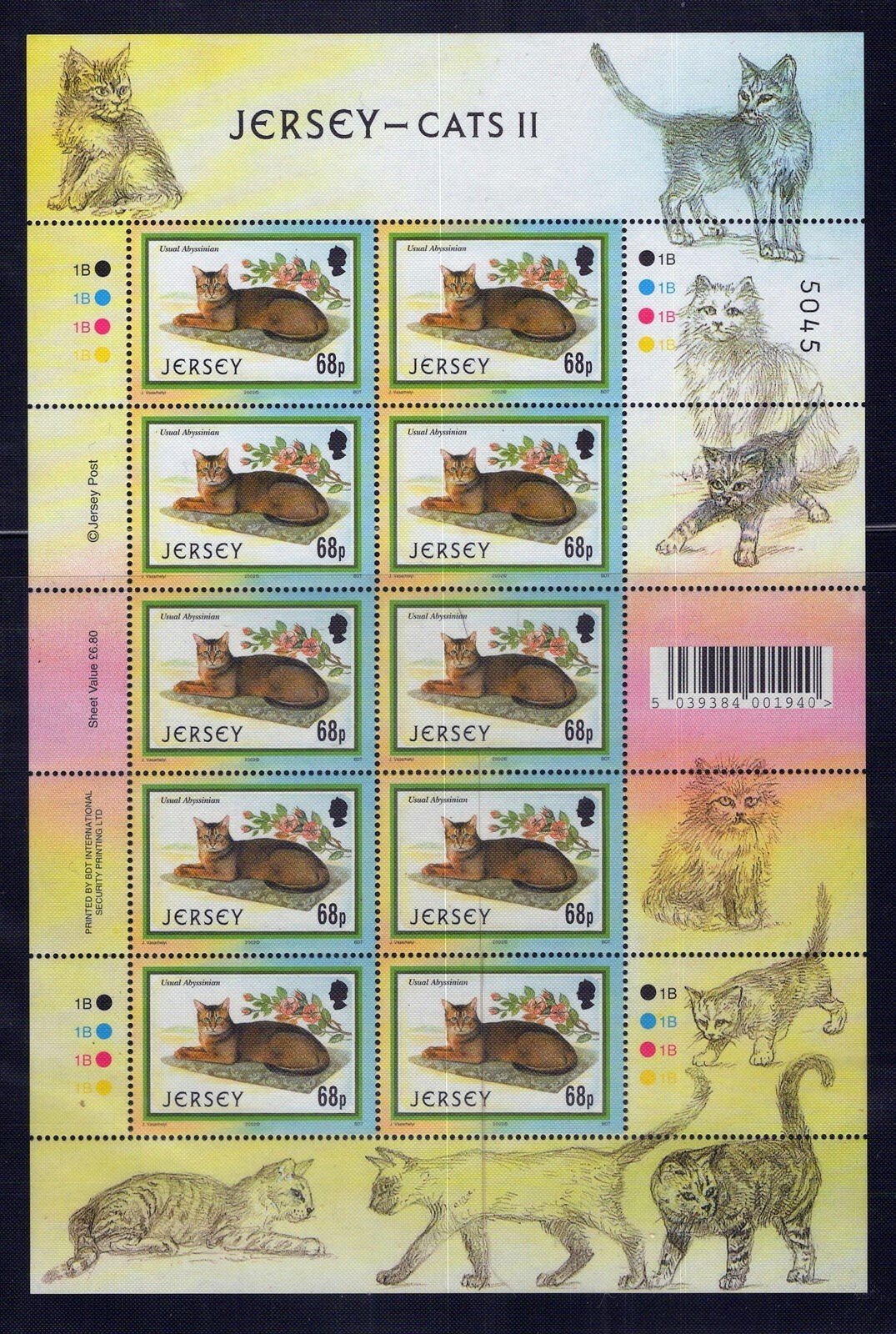 Jersey 1049-1054 MNH Domestic Cats Pets Animals ZAYIX 1223L0020M
