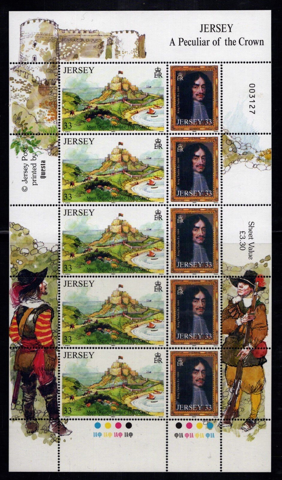 Jersey 1131-1133 MNH Mont Orgueil Castle Monarchs Royalty ZAYIX 1223L0023M