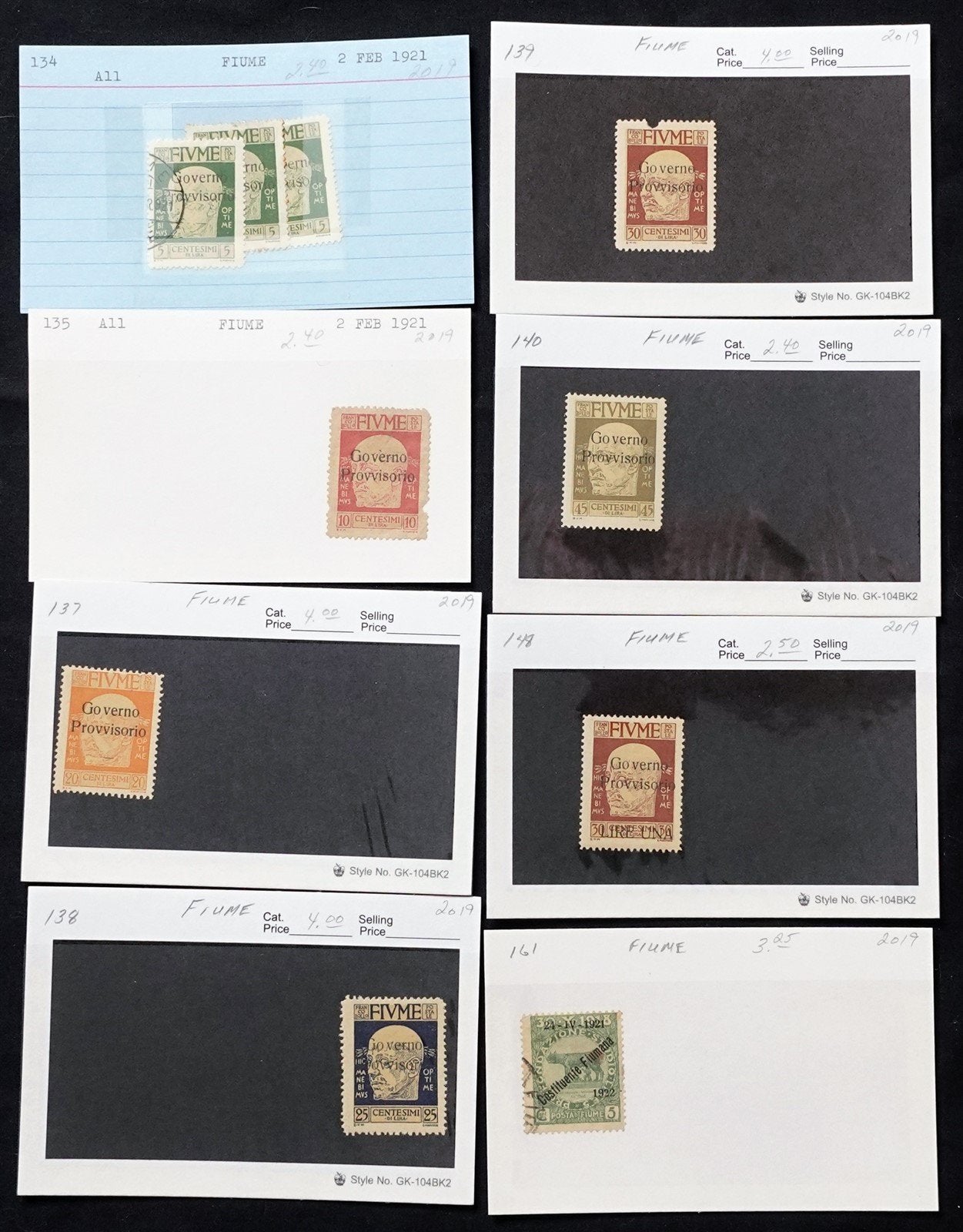 Fiume Valuable Collection Mint & Used on Dealer's Cards ZAYIX STAMPS 0525MAR001