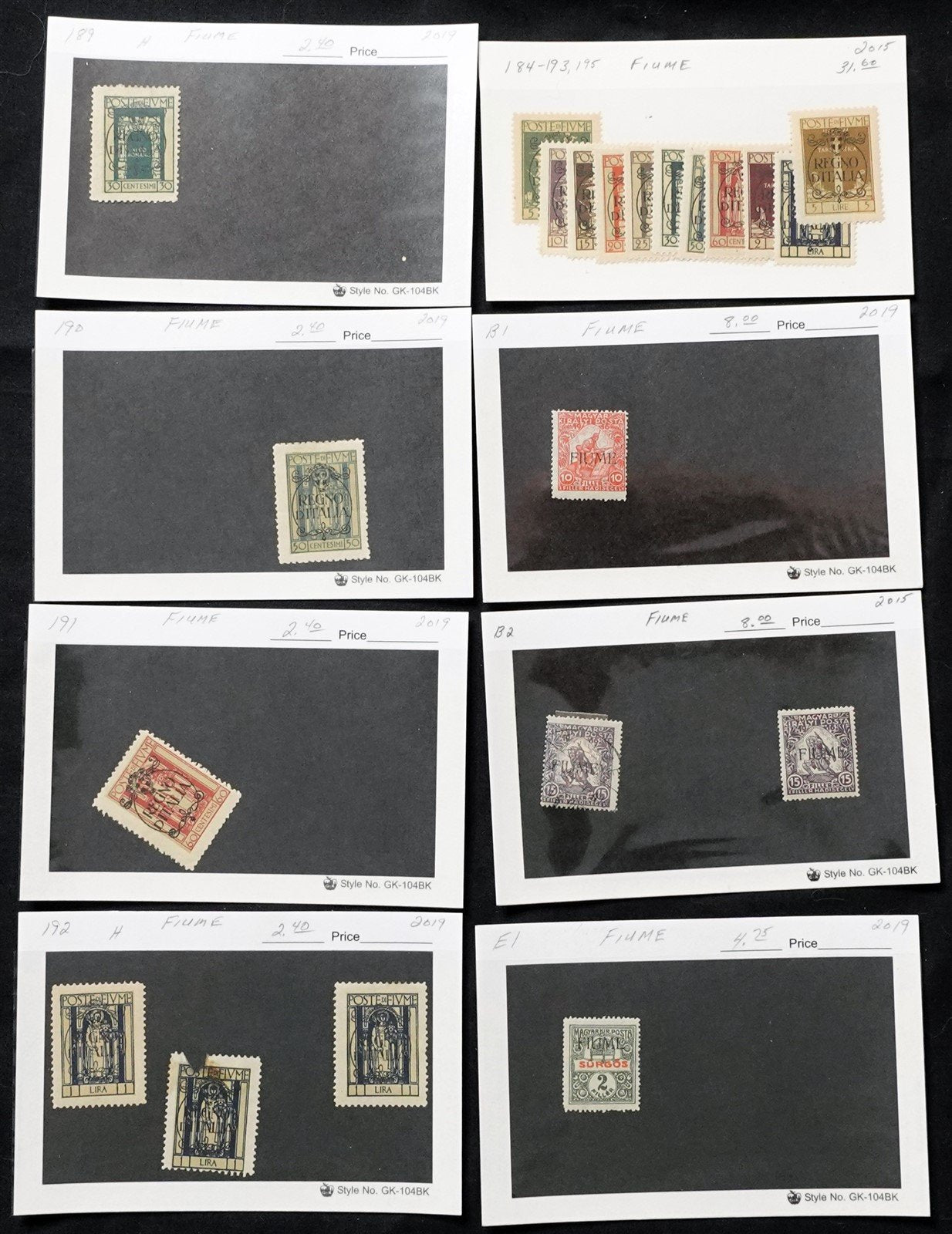 Fiume Valuable Collection Mint & Used on Dealer's Cards ZAYIX STAMPS 0525MAR001