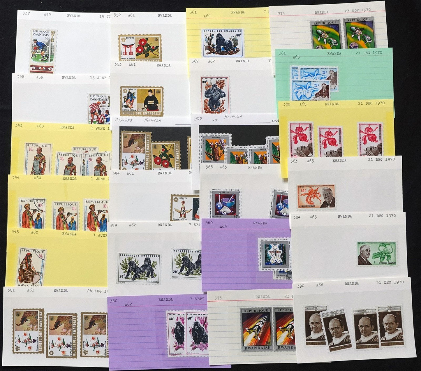 Rwanda Mint & Used Extensive Collection on 280 Dealer's Cards ZAYIX 0525MAR002