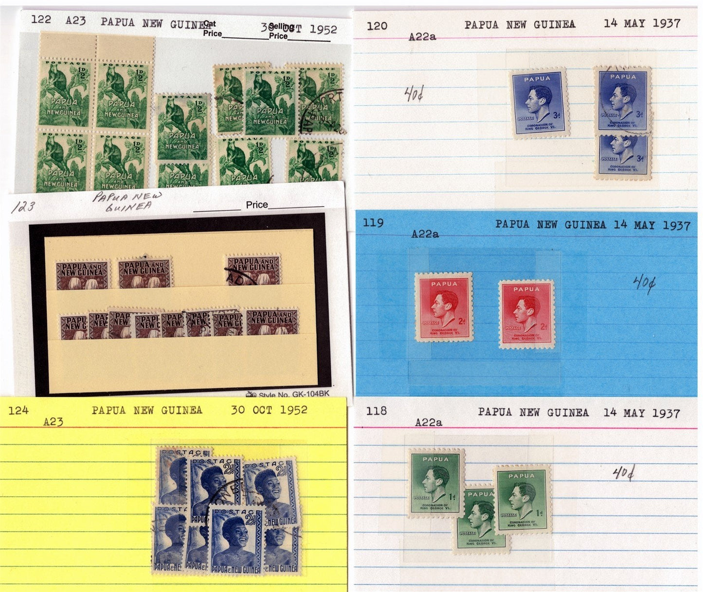 Papua New Ginea Mint & Used Collection on 215 Dealer Cards ZAYIX 0525MAR005