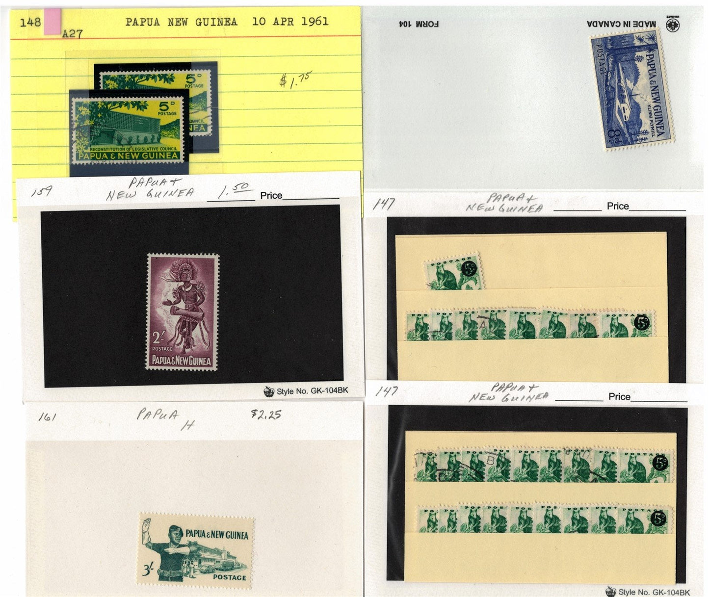 Papua New Ginea Mint & Used Collection on 215 Dealer Cards ZAYIX 0525MAR005