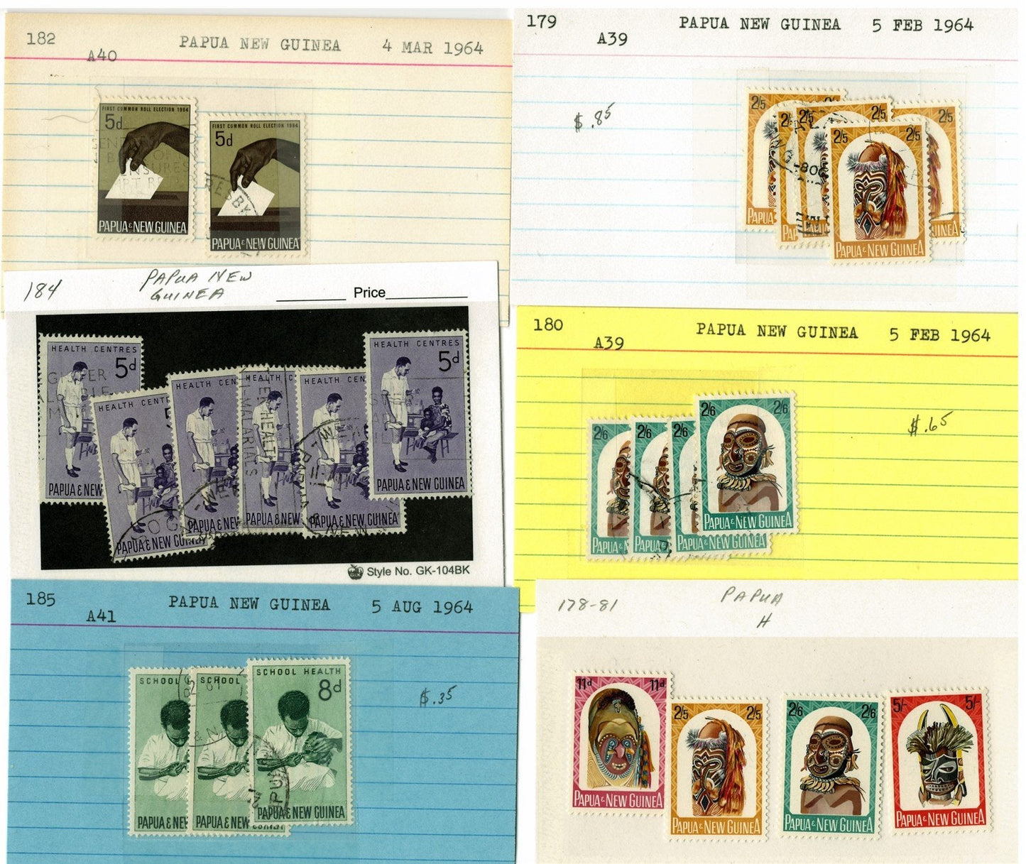 Papua New Ginea Mint & Used Collection on 215 Dealer Cards ZAYIX 0525MAR005