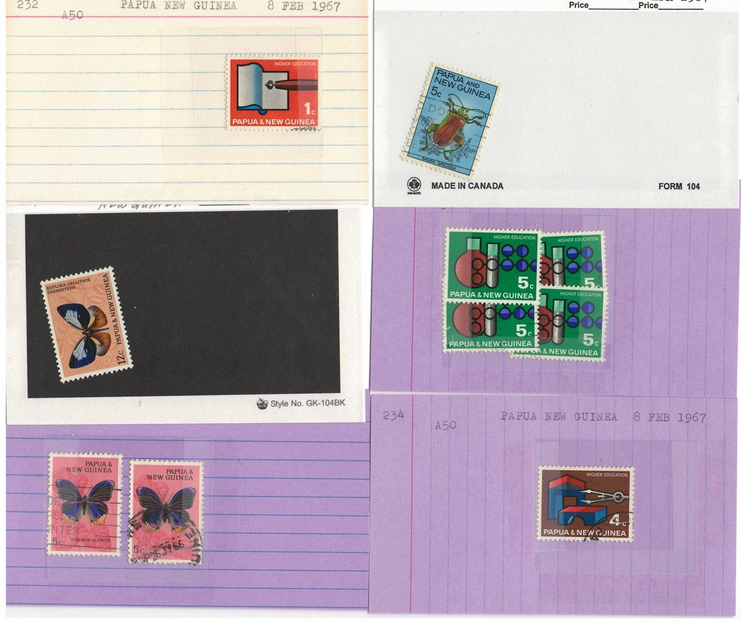 Papua New Ginea Mint & Used Collection on 215 Dealer Cards ZAYIX 0525MAR005