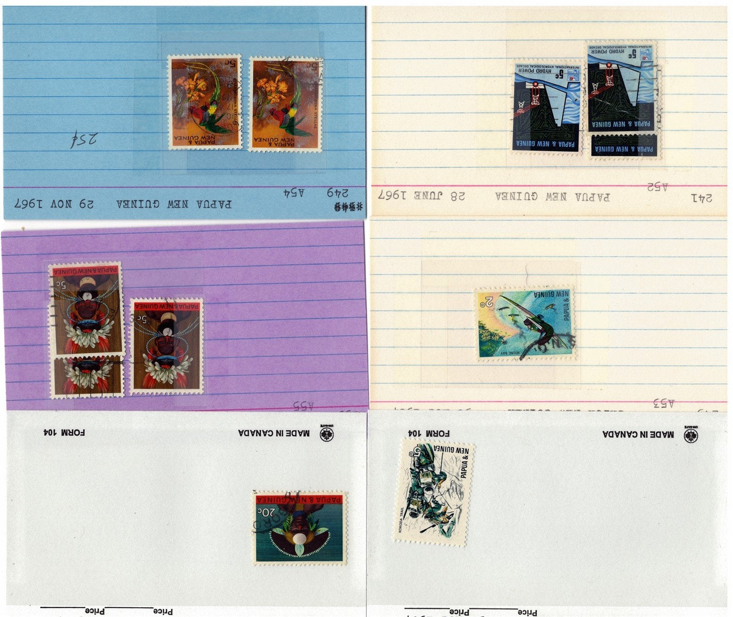 Papua New Ginea Mint & Used Collection on 215 Dealer Cards ZAYIX 0525MAR005