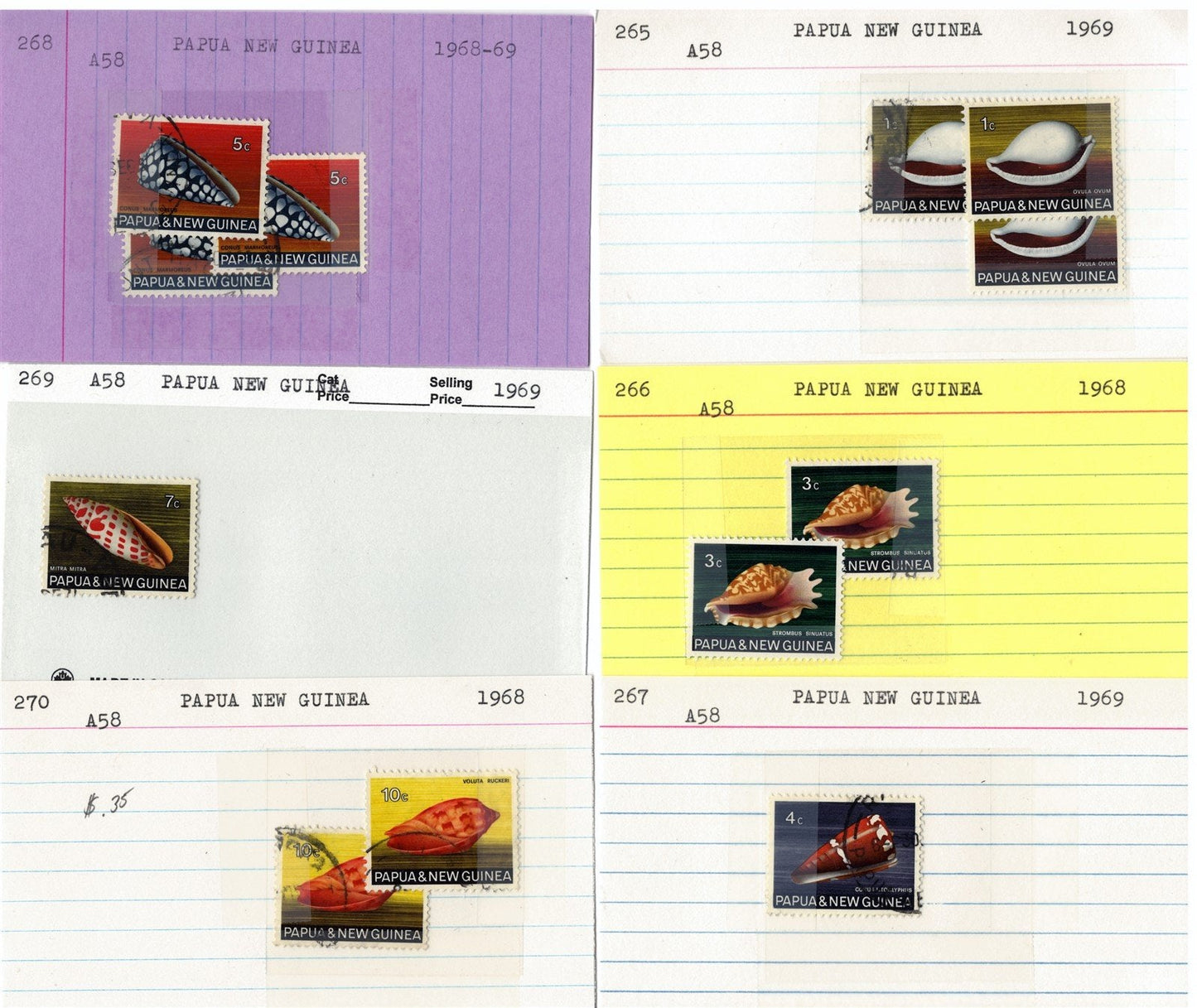 Papua New Ginea Mint & Used Collection on 215 Dealer Cards ZAYIX 0525MAR005
