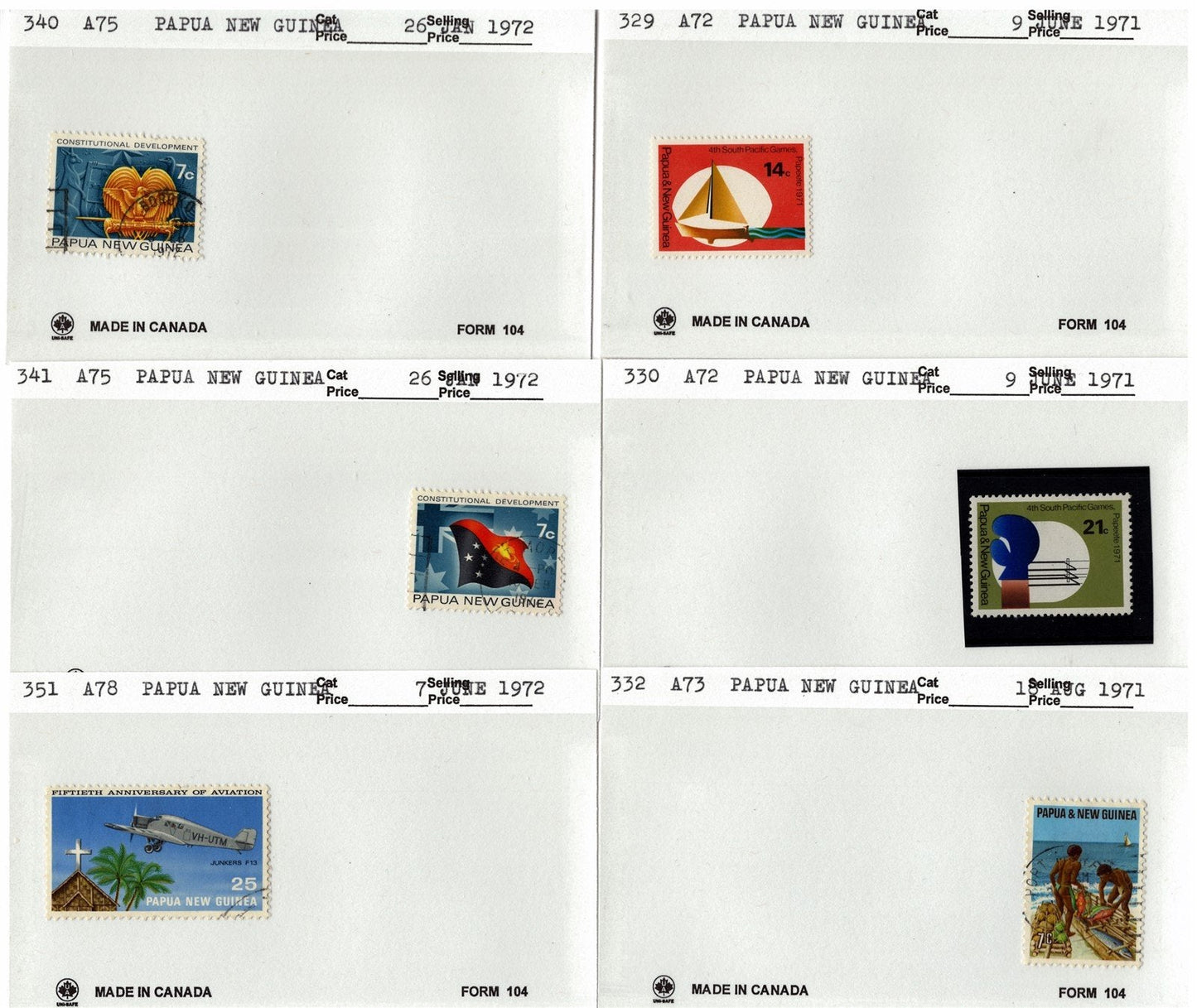 Papua New Ginea Mint & Used Collection on 215 Dealer Cards ZAYIX 0525MAR005
