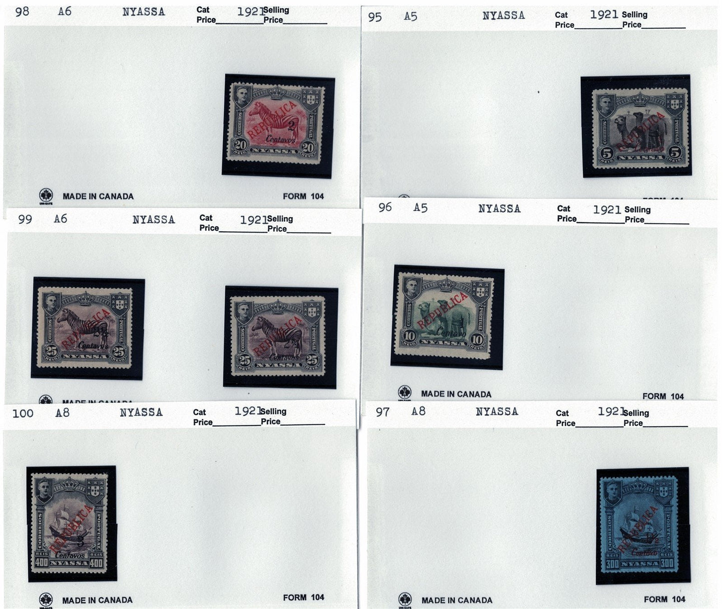 Nyassa Mint & Used Collection on 65 Dealer Cards ZAYIX 0525MAR006