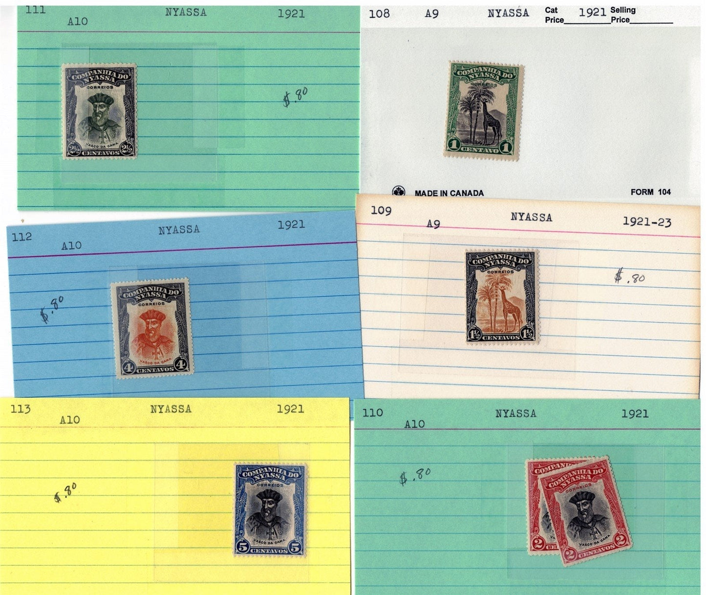 Nyassa Mint & Used Collection on 65 Dealer Cards ZAYIX 0525MAR006