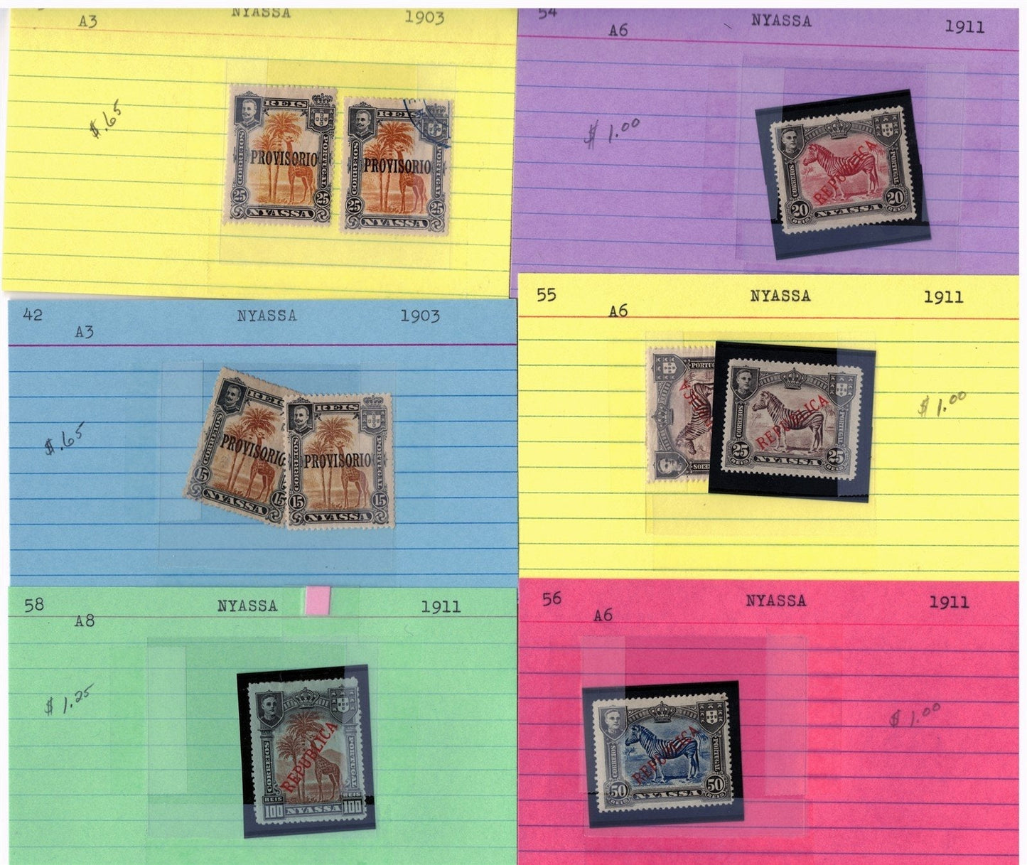 Nyassa Mint & Used Collection on 65 Dealer Cards ZAYIX 0525MAR006