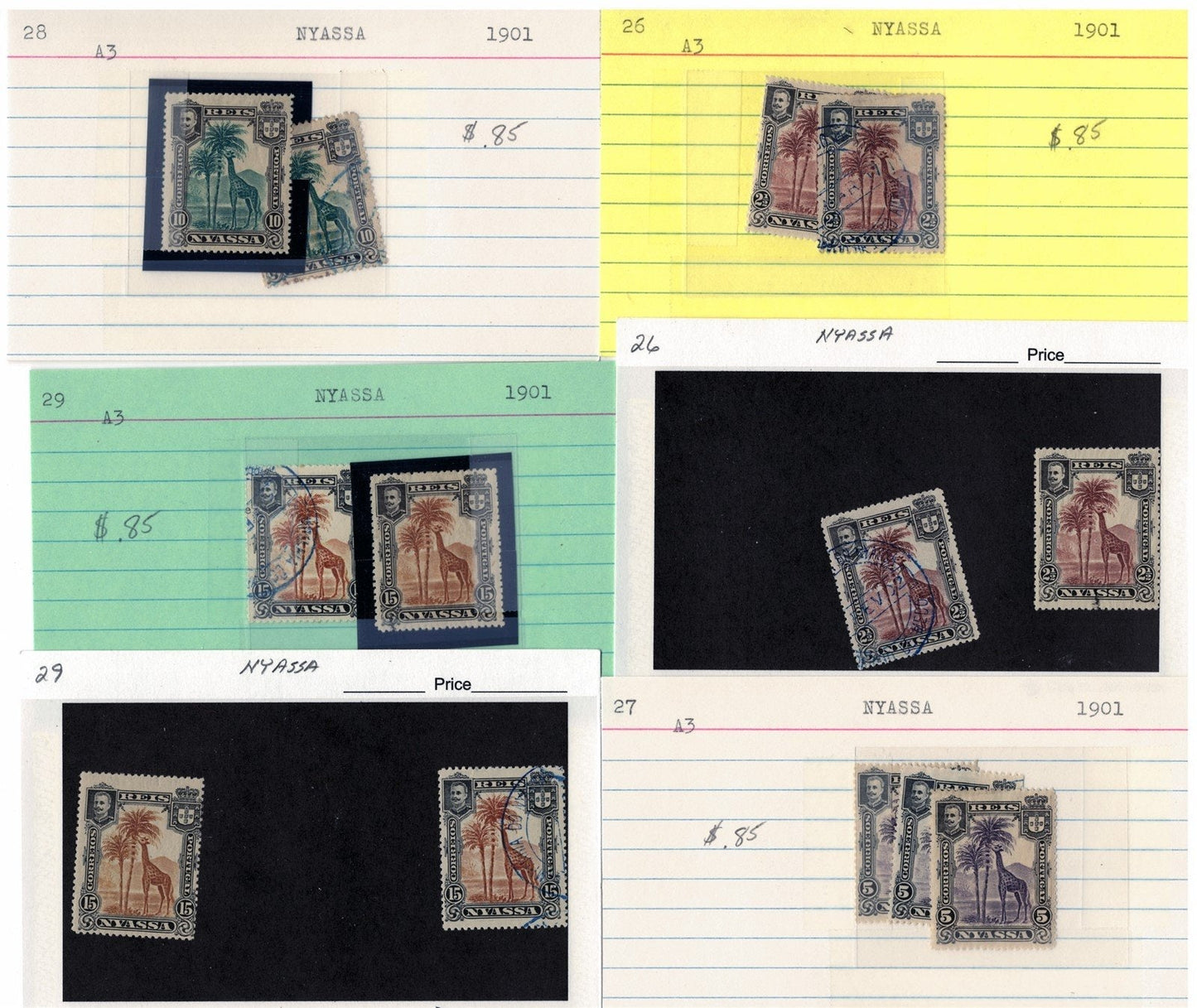 Nyassa Mint & Used Collection on 65 Dealer Cards ZAYIX 0525MAR006