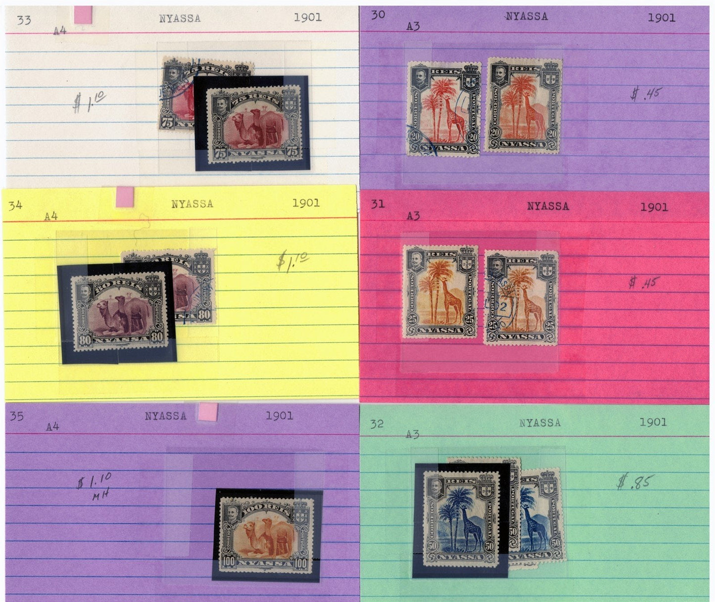 Nyassa Mint & Used Collection on 65 Dealer Cards ZAYIX 0525MAR006