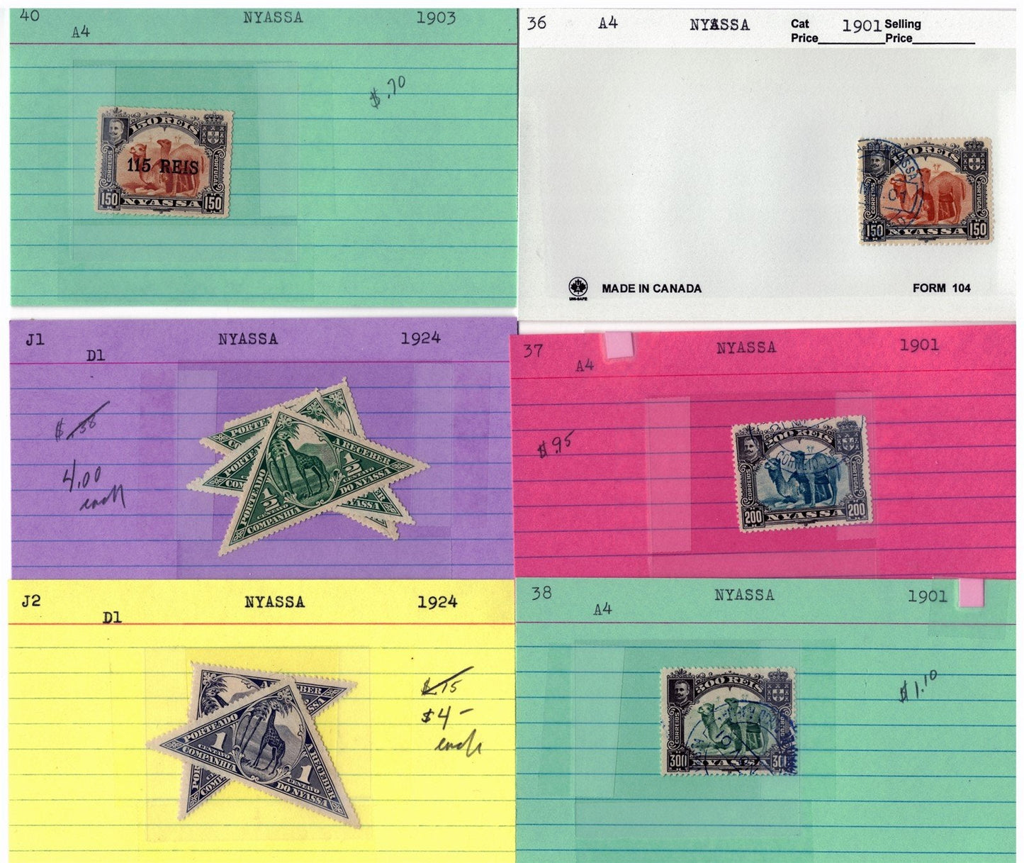 Nyassa Mint & Used Collection on 65 Dealer Cards ZAYIX 0525MAR006