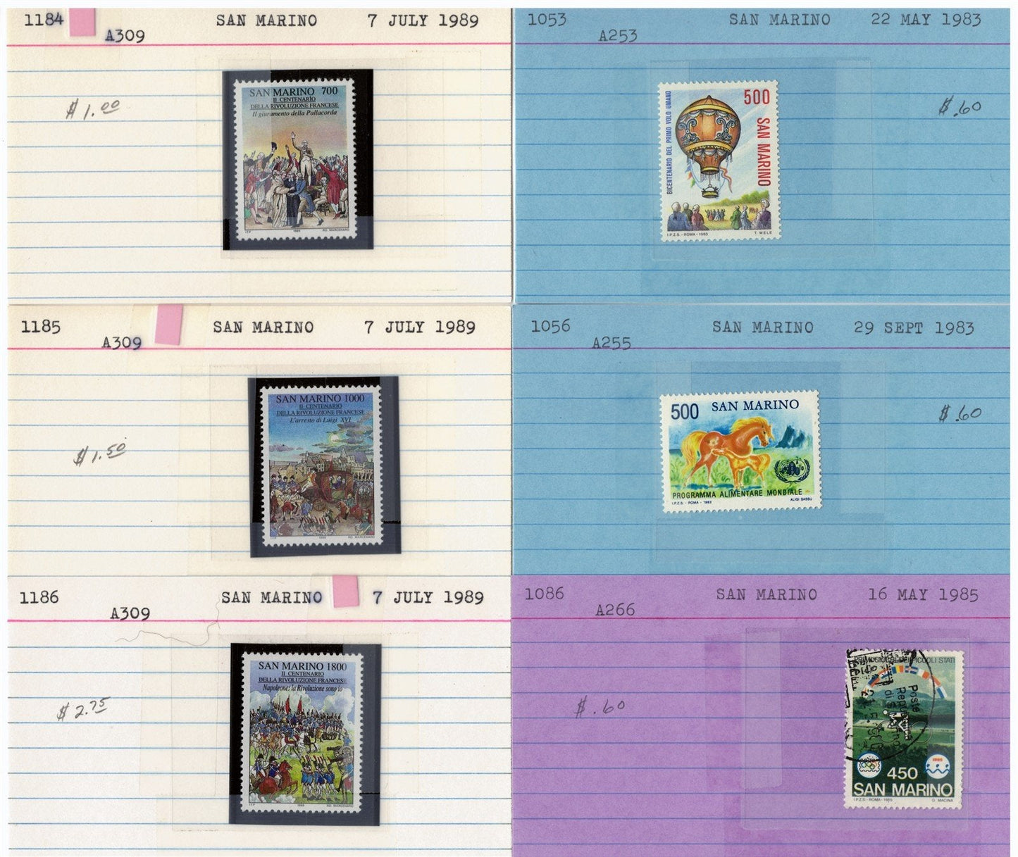 San Marino Mint & Used Collection on 177 Dealer Cards ZAYIX 0525MAR007