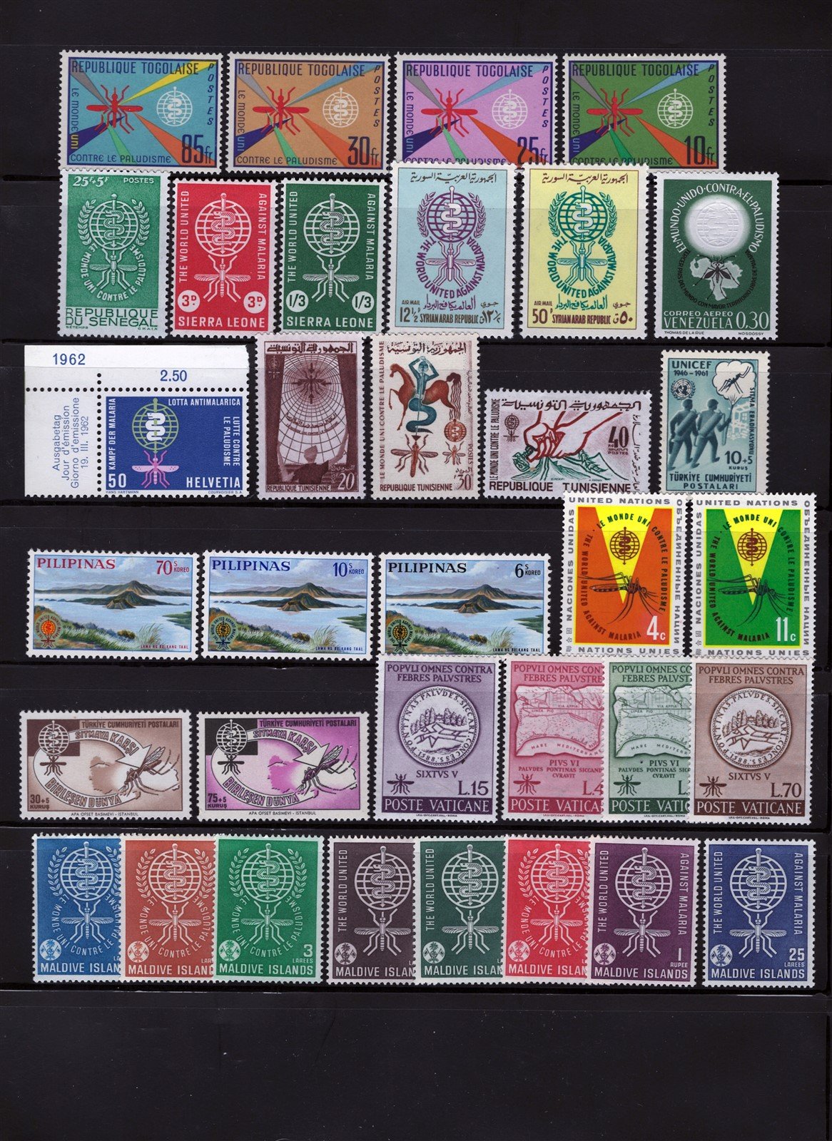 Malaria Eradication & Mosquitoes Mint Topical Stamp Collection ZAYIX 0525L0009