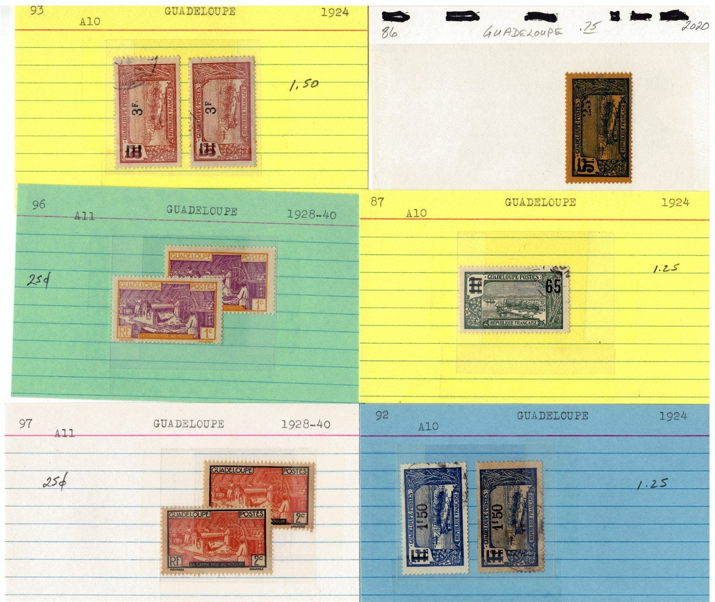 Guadeloupe Mint & Used Stamp Collection on 55 Cards ZAYIX 0525MAR009