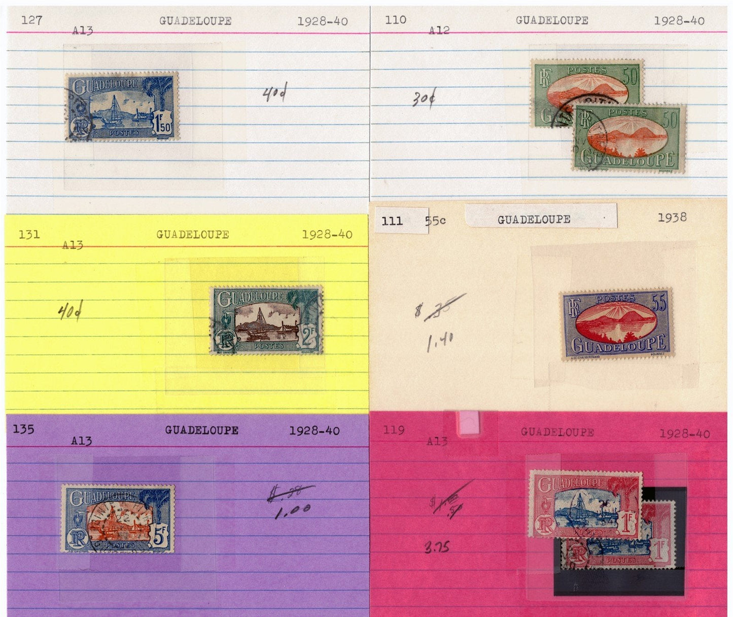 Guadeloupe Mint & Used Stamp Collection on 55 Cards ZAYIX 0525MAR009