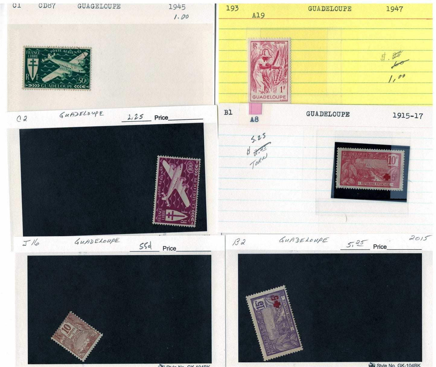 Guadeloupe Mint & Used Stamp Collection on 55 Cards ZAYIX 0525MAR009