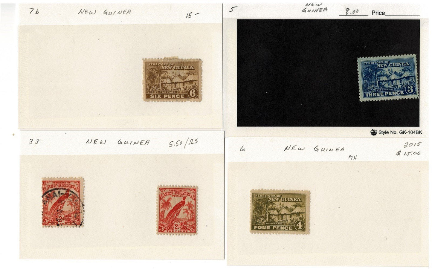 New Guinea Mint & Used Stamp Collection on 21 Cards ZAYIX 0525MAR010