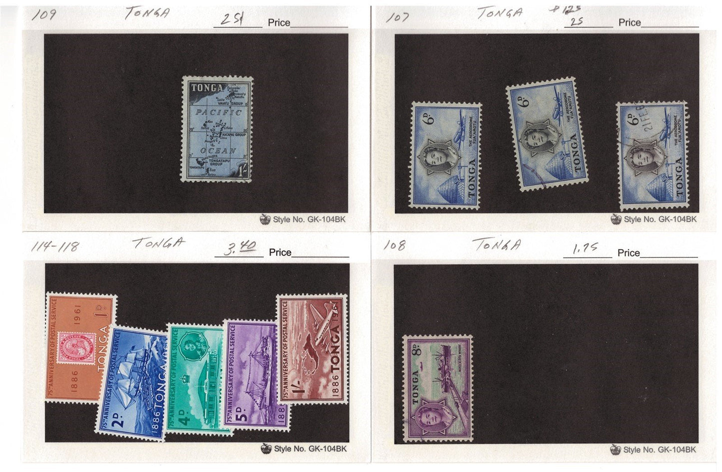 Tonga Mint & Used Stamp Collection on 40 Cards ZAYIX 0525MAR011