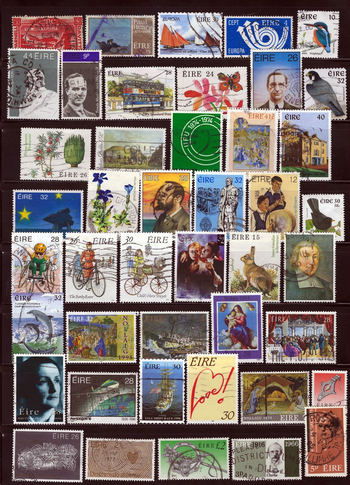 400 Used Ireland Stamp Collection with High Values on 9 Pages ZAYIX 0525L0012