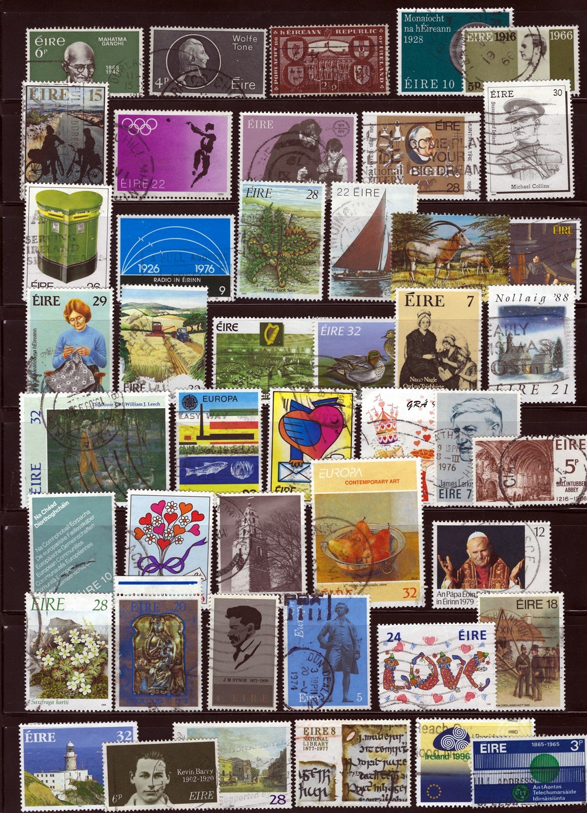 400 Used Ireland Stamp Collection with High Values on 9 Pages ZAYIX 0525L0012
