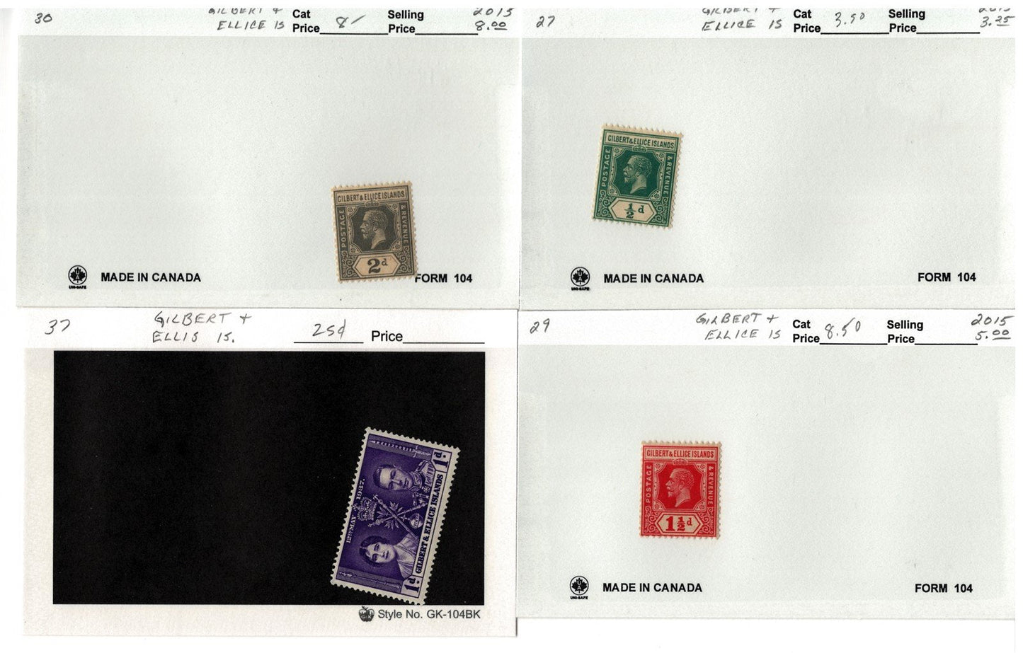 Gilbert & Ellice Islands mint/used Stamp Collection, 140 Cards ZAYIX 0525MAR014