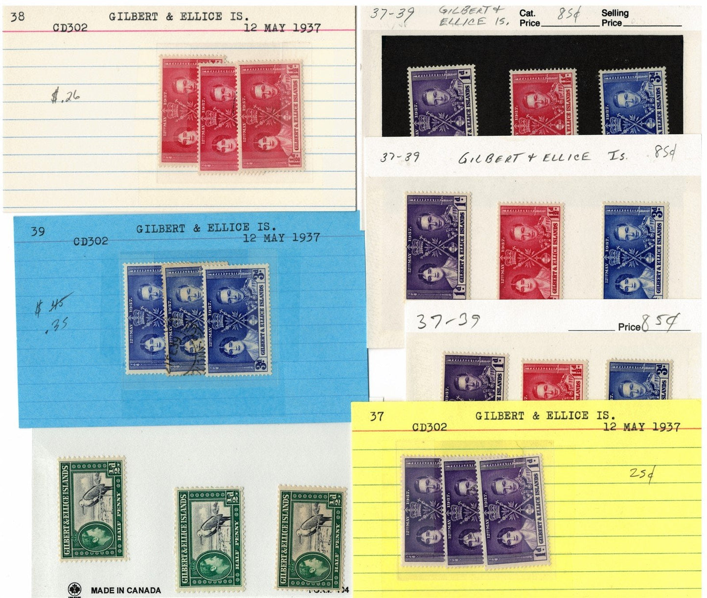 Gilbert & Ellice Islands mint/used Stamp Collection, 140 Cards ZAYIX 0525MAR014