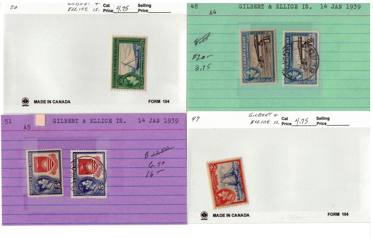 Gilbert & Ellice Islands mint/used Stamp Collection, 140 Cards ZAYIX 0525MAR014