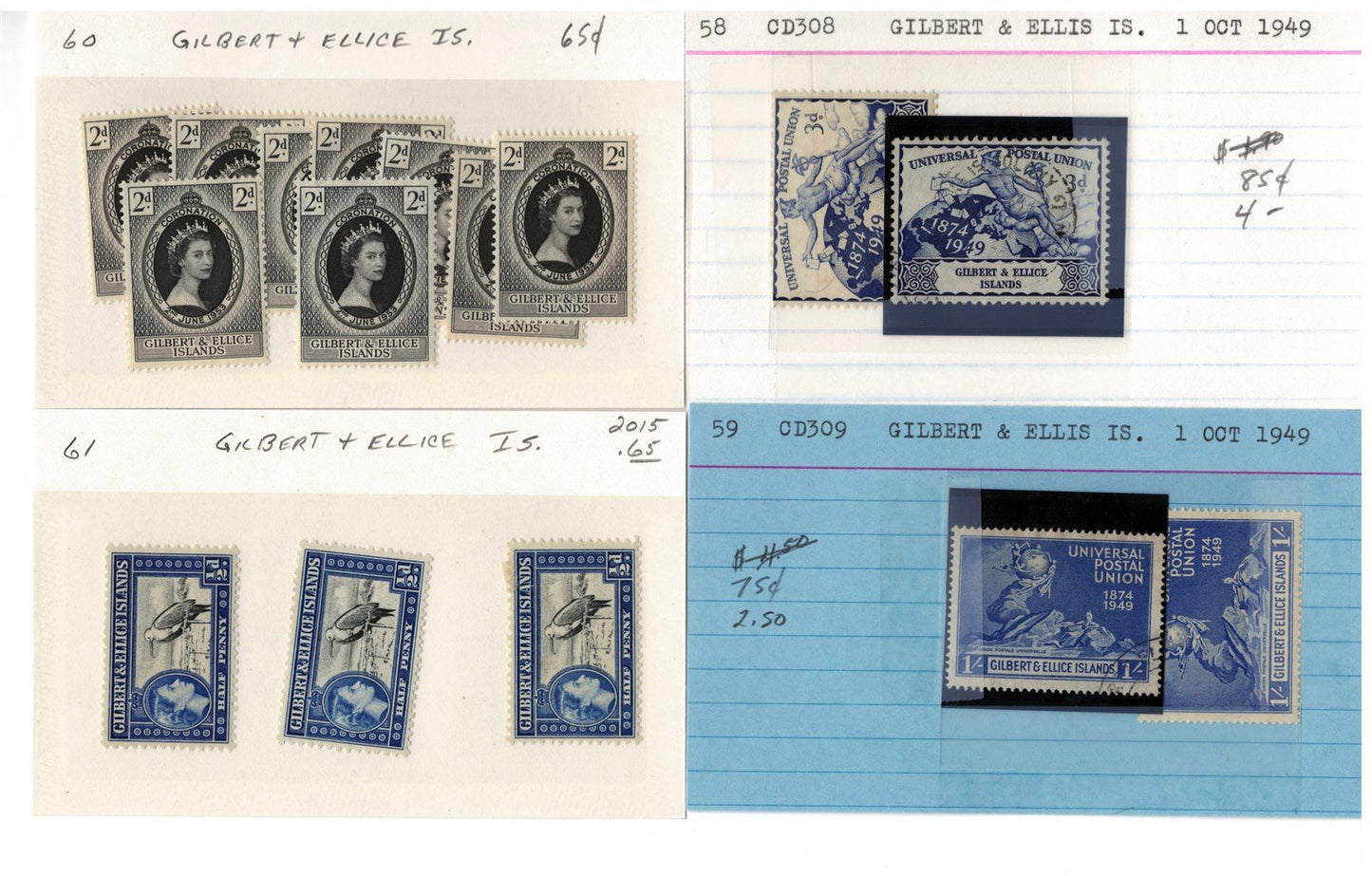 Gilbert & Ellice Islands mint/used Stamp Collection, 140 Cards ZAYIX 0525MAR014