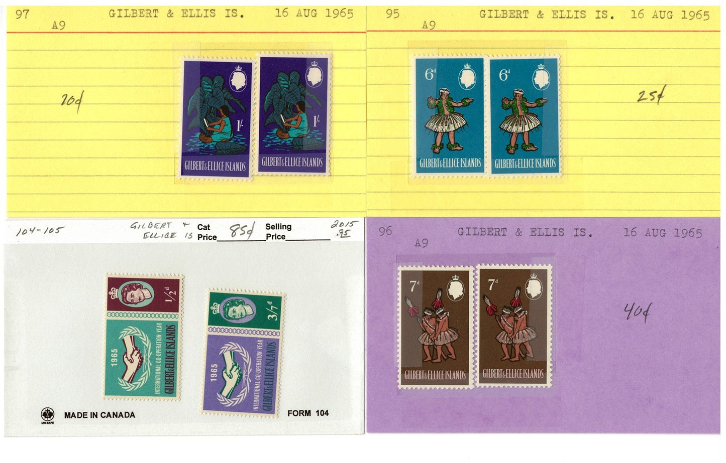 Gilbert & Ellice Islands mint/used Stamp Collection, 140 Cards ZAYIX 0525MAR014