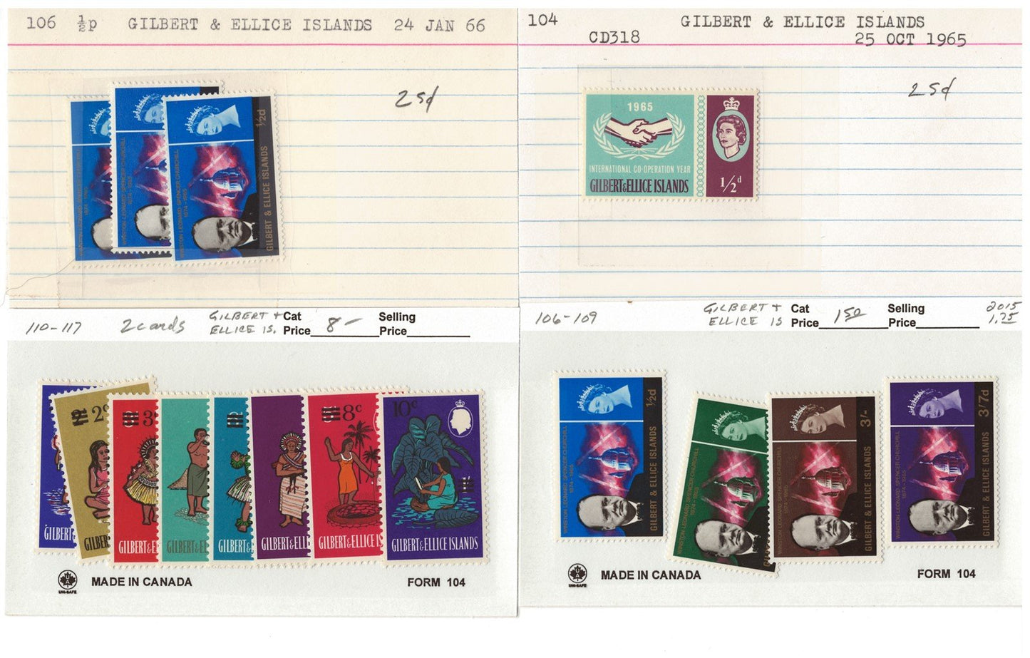 Gilbert & Ellice Islands mint/used Stamp Collection, 140 Cards ZAYIX 0525MAR014