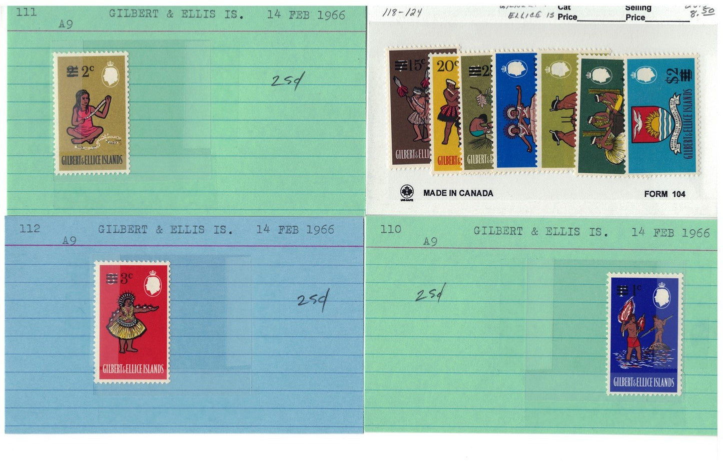 Gilbert & Ellice Islands mint/used Stamp Collection, 140 Cards ZAYIX 0525MAR014