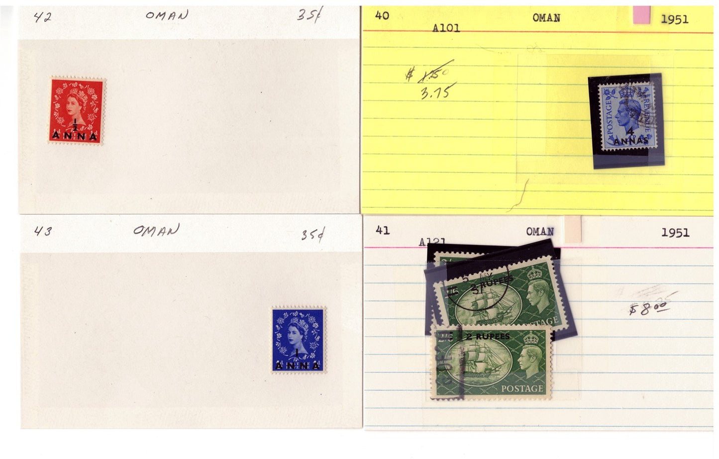 Oman mint/used Stamp Collection, 42 Cards ZAYIX 0525MAR015