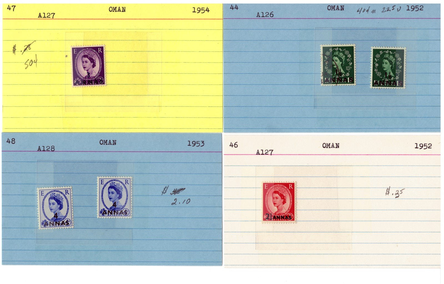 Oman mint/used Stamp Collection, 42 Cards ZAYIX 0525MAR015