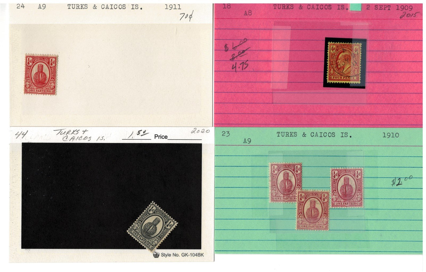 Turks & Caicos Islands mint/used Stamp Collection on 165 Cards ZAYIX 0525MAR017