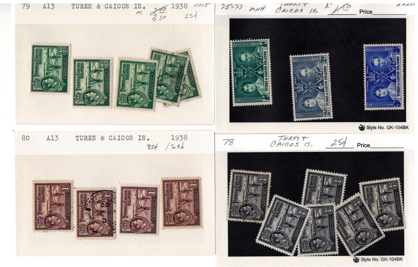 Turks & Caicos Islands mint/used Stamp Collection on 165 Cards ZAYIX 0525MAR017
