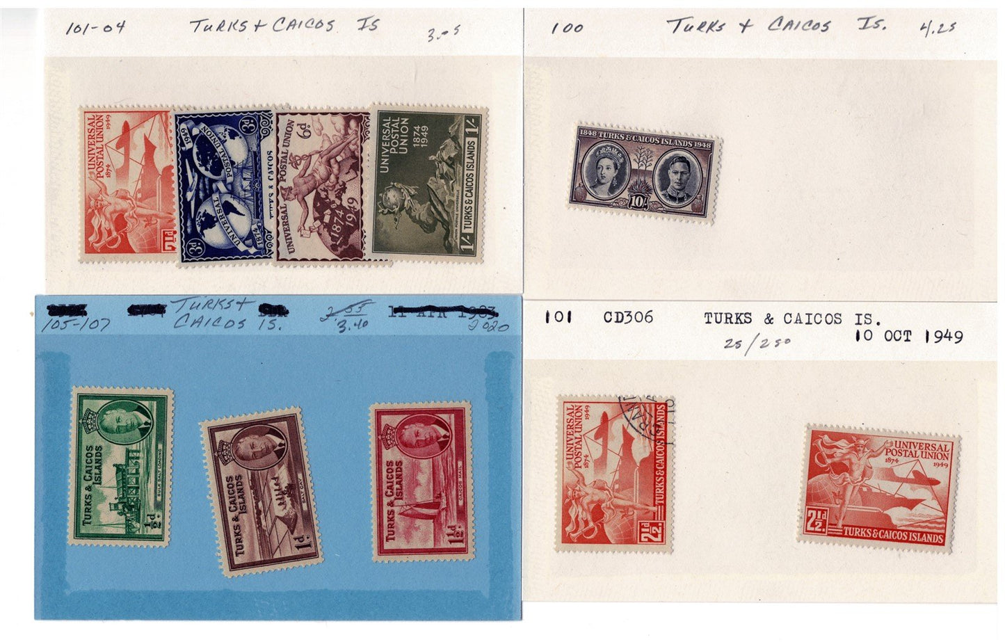 Turks & Caicos Islands mint/used Stamp Collection on 165 Cards ZAYIX 0525MAR017