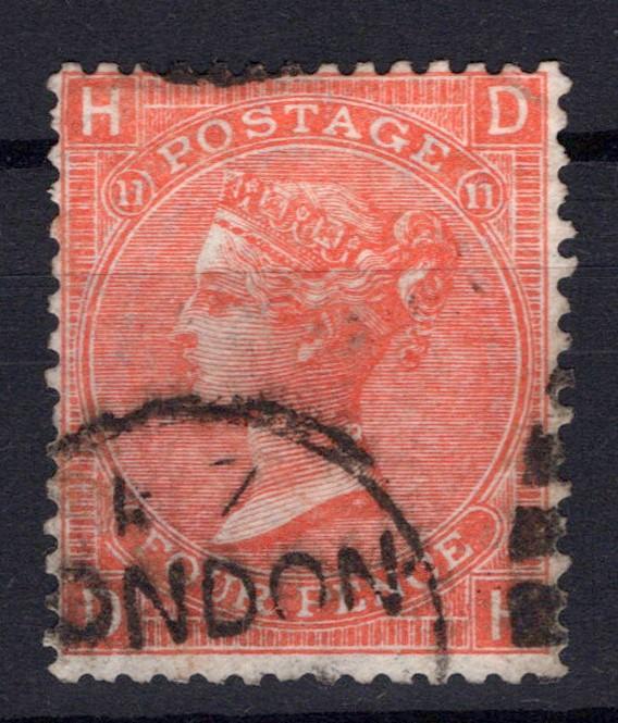 Great Britain 43, Plate 11 Used VF 4p Vermilion Victoria ZAYIX STAMPS 0525S0023